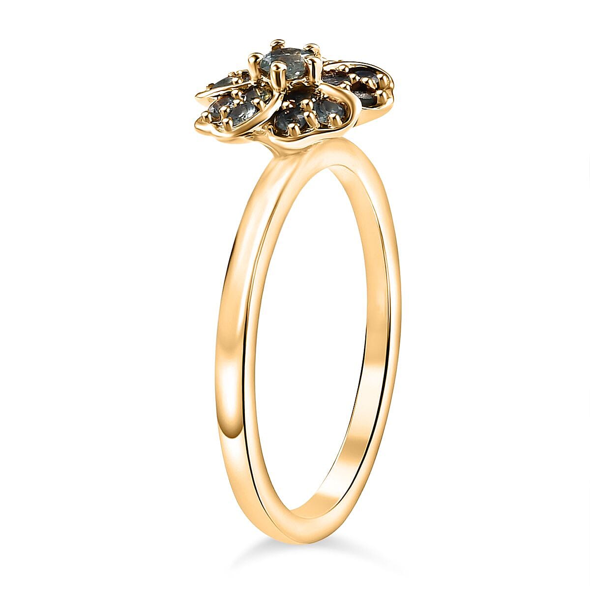 Set of 3 Narsipatnam Alexandrite, Ouro Fino Rubellite and Ceylon Sapphire 1.20 ctw Leaf Clover Ring in 18K Vermeil Yellow, Rose Gold and Rhodium Over Sterling Silver (Size 5.0)