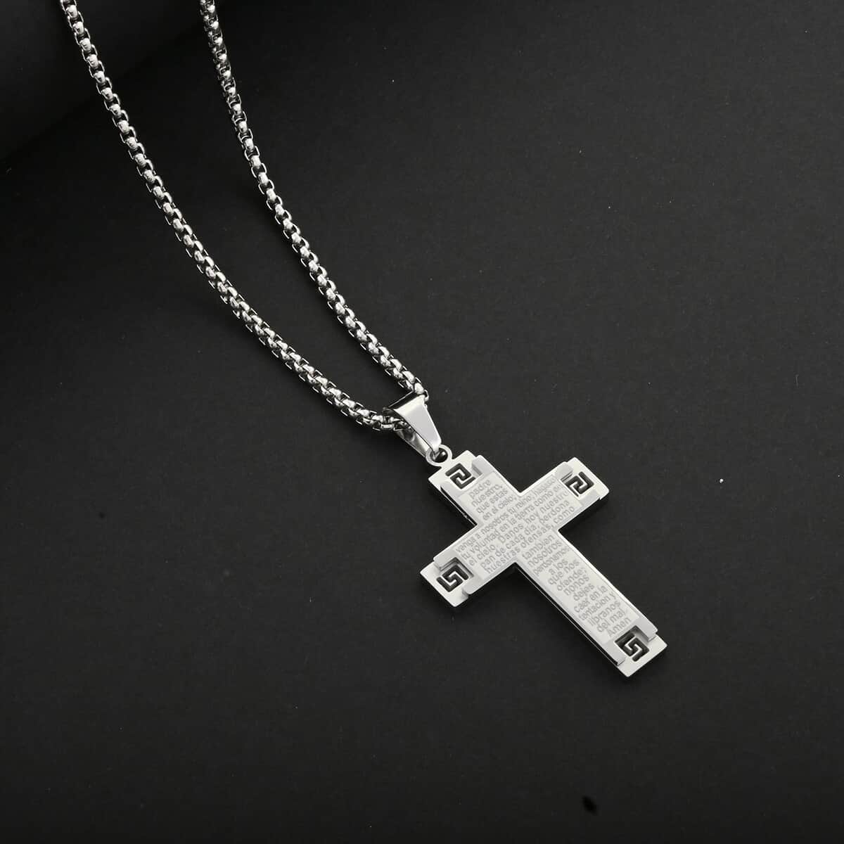 Cross Pendant Necklace in Stainless Steel 24 Inches image number 1