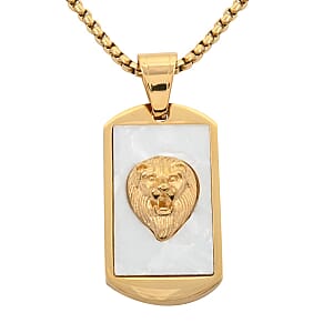 Dogtag Pendant Necklace in ION Plated YG Stainless Steel 24 Inches