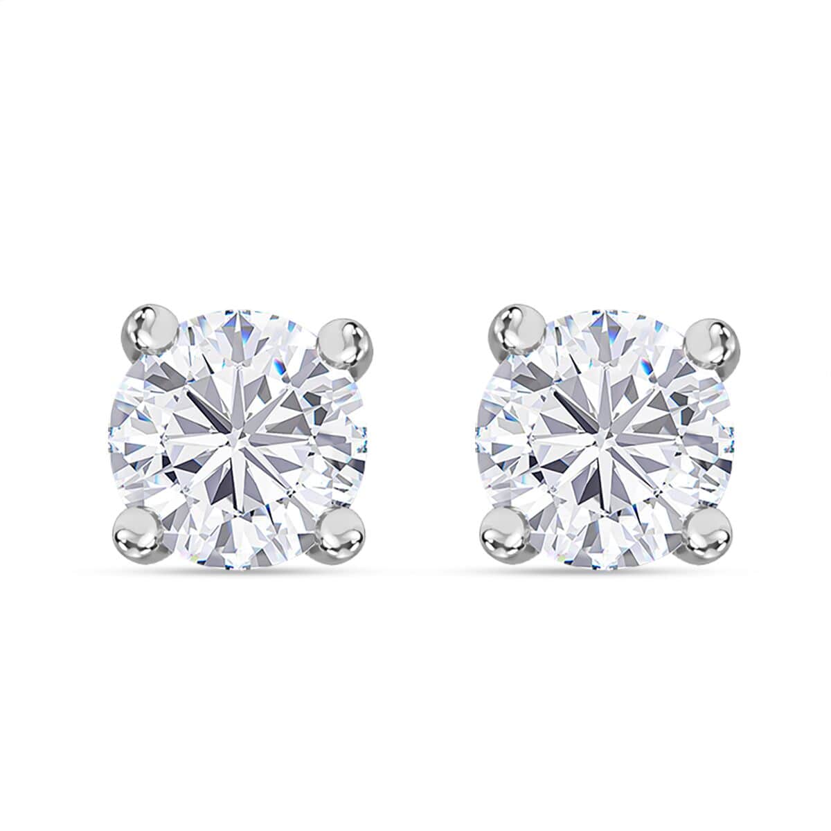 Moissanite 1.75 ctw Stud Earrings, Cross Ring (Size 5.0) and Pendant in Rhodium Over Sterling Silver with Stainless Steel Necklace 20 Inches image number 8