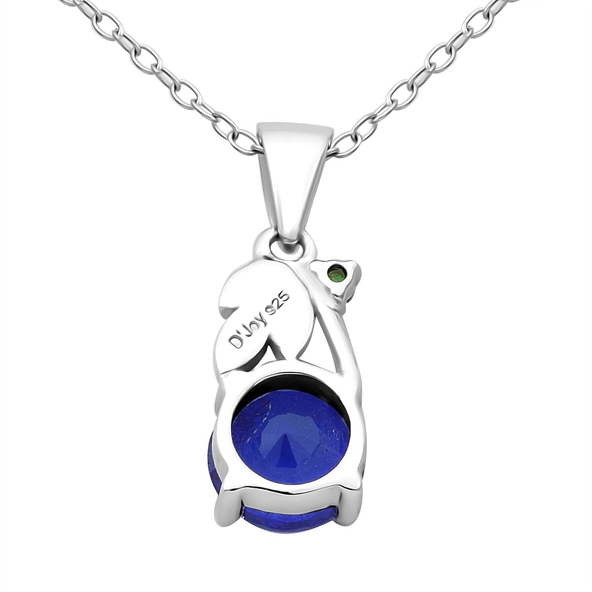 Vietnamese Cobalt Blue Spinel (DF) and Chrome Diopside 1.10 ctw Floral Vine Pendant Necklace in Rhodium Over Sterling Silver 20 Inches
