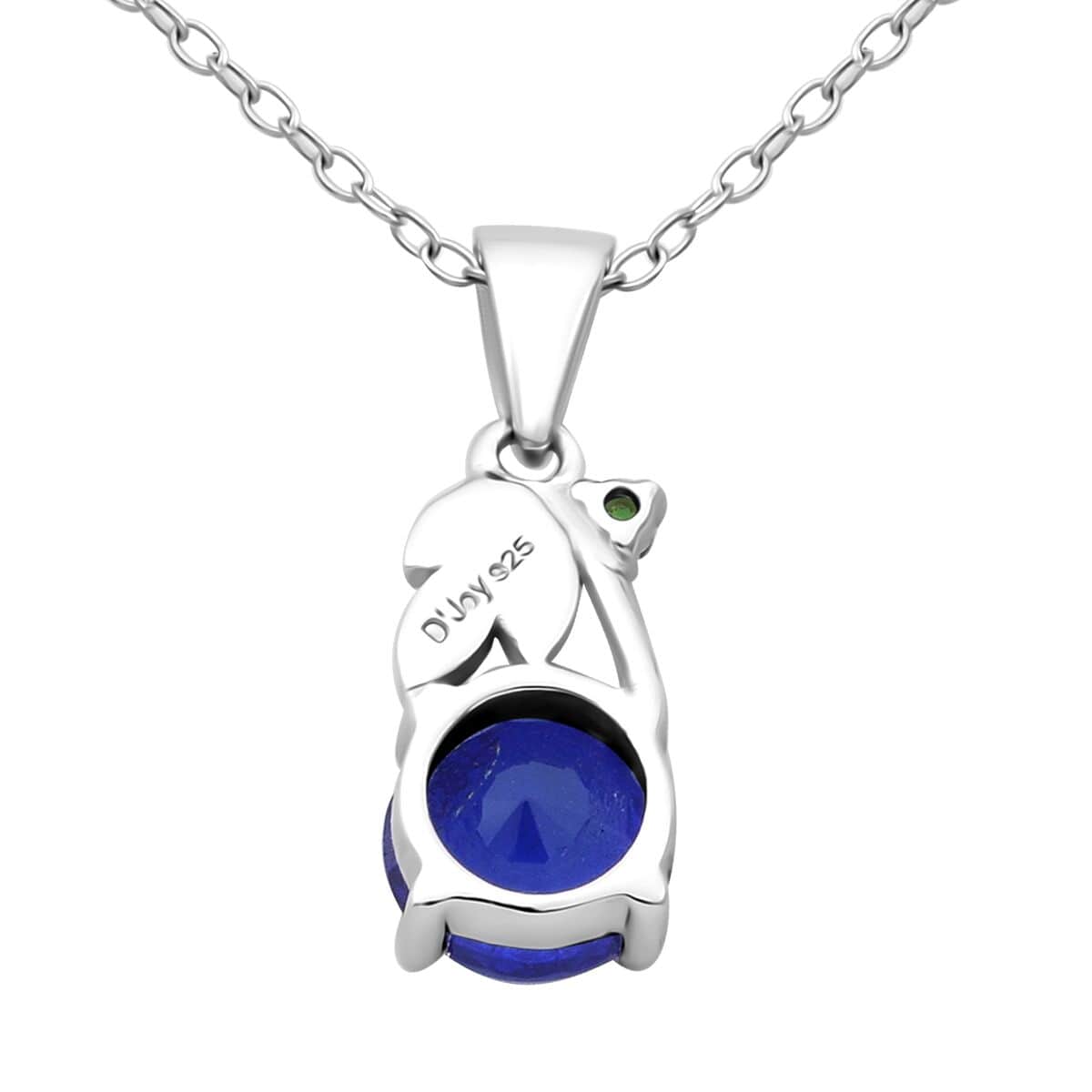 Vietnamese Cobalt Blue Spinel (DF) and Chrome Diopside 1.10 ctw Floral Vine Pendant Necklace in Rhodium Over Sterling Silver 20 Inches image number 4