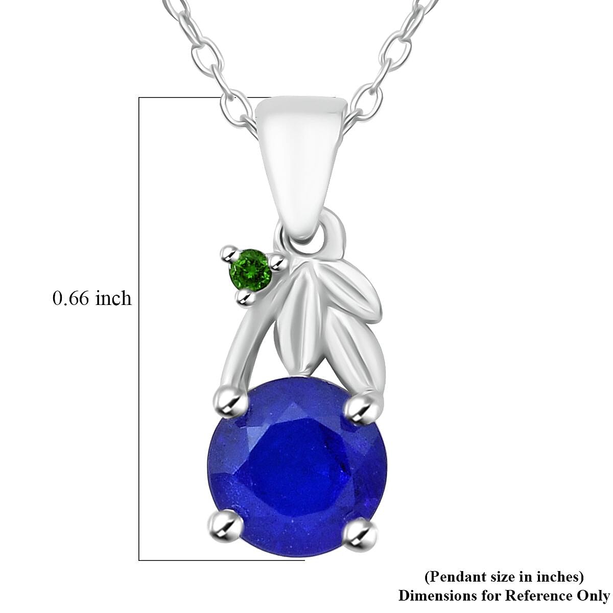 Vietnamese Cobalt Blue Spinel (DF) and Chrome Diopside 1.10 ctw Floral Vine Pendant Necklace in Rhodium Over Sterling Silver 20 Inches