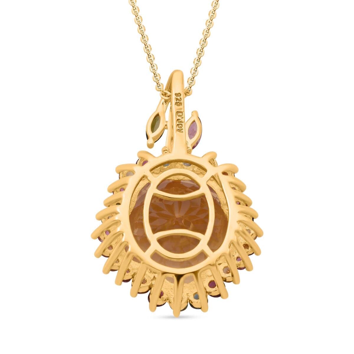 Premium Brazilian Citrine and Multi Gemstone 12.65 ctw Gilded Garden Pendant Necklace in Vermeil Yellow Gold Over Sterling Silver 20 Inches image number 4