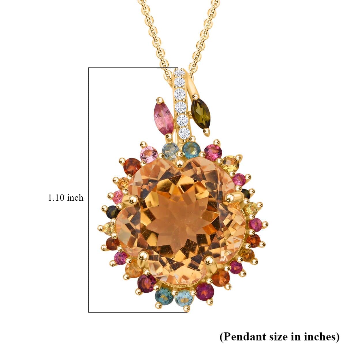 Premium Brazilian Citrine and Multi Gemstone 12.65 ctw Gilded Garden Pendant Necklace in Vermeil Yellow Gold Over Sterling Silver 20 Inches image number 6