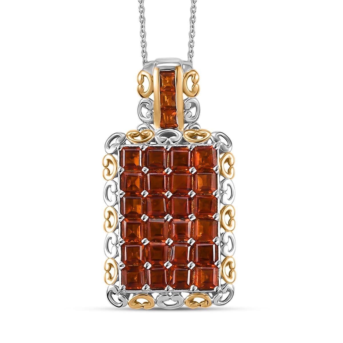 Premium Santa Ana Madeira Citrine 3.90 ctw Mosaic Elegance Pendant Necklace in 18K Vermeil YG and Rhodium Over Sterling Silver 20 Inches image number 0