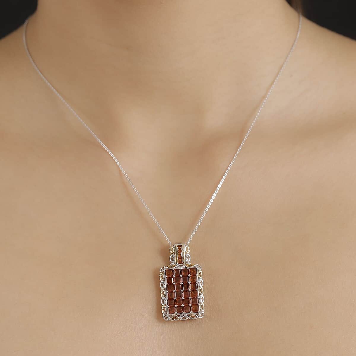 Premium Santa Ana Madeira Citrine 3.90 ctw Mosaic Elegance Pendant Necklace in 18K Vermeil YG and Rhodium Over Sterling Silver 20 Inches image number 2