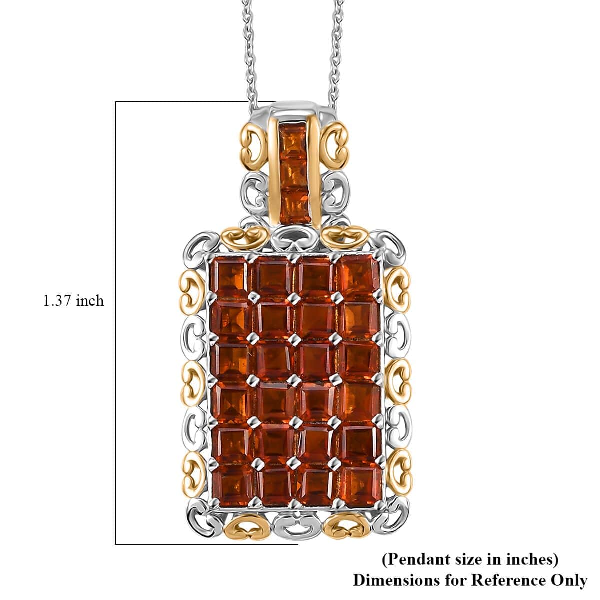 Premium Santa Ana Madeira Citrine 3.90 ctw Mosaic Elegance Pendant Necklace in 18K Vermeil YG and Rhodium Over Sterling Silver 20 Inches image number 6