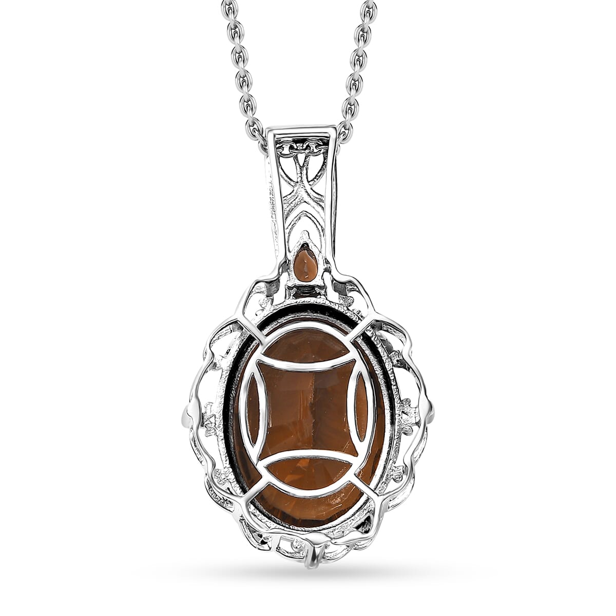 Karis Brazilian Smoky Quartz 17.00 ctw Pendant in Platinum Bond with Stainless Steel Necklace 20 Inches image number 4