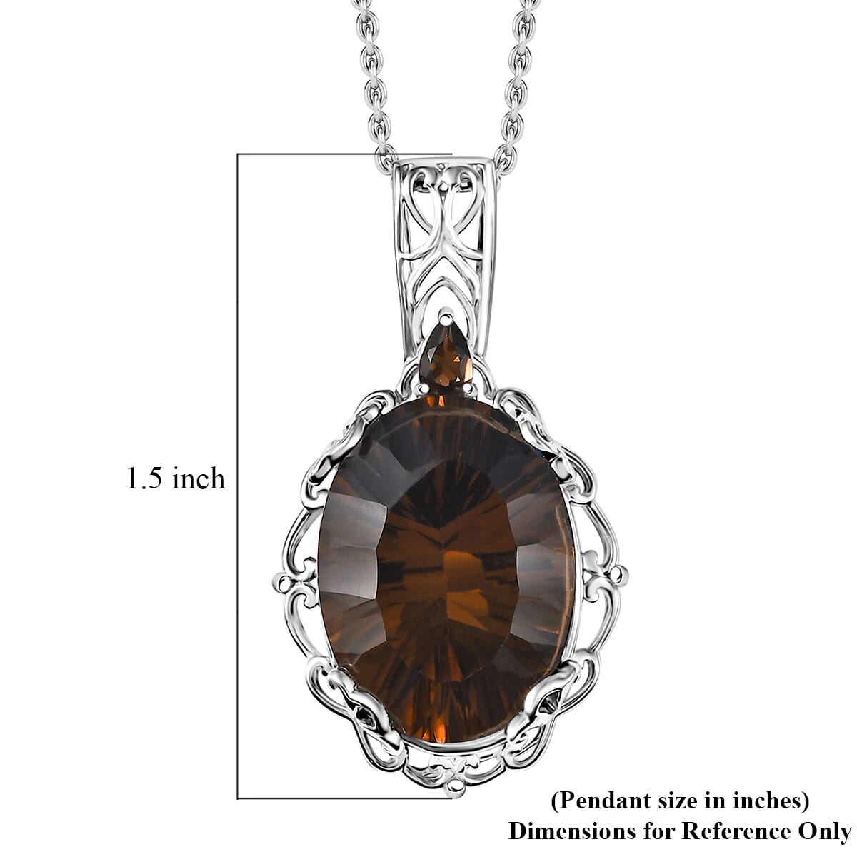 Karis Brazilian Smoky Quartz 17.00 ctw Pendant in Platinum Bond with Stainless Steel Necklace 20 Inches image number 5