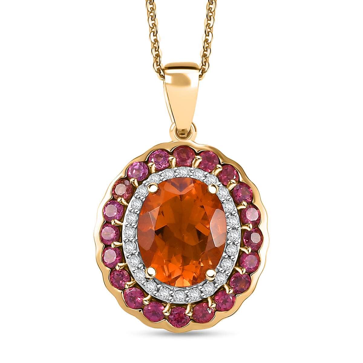 Premium Santa Ana Madeira Citrine and Multi Gemstone 3.80 ctw Radiant Flame Bloom Pendant Necklace in 18K Vermeil Yellow Gold Over Sterling Silver 20 Inches image number 0