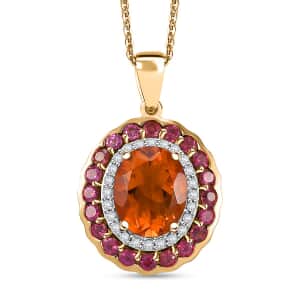 Premium Santa Ana Madeira Citrine and Multi Gemstone 3.80 ctw Radiant Flame Bloom Pendant Necklace in 18K Vermeil Yellow Gold Over Sterling Silver 20 Inches