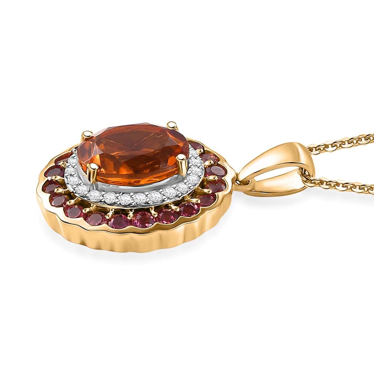 Premium Santa Ana Madeira Citrine and Multi Gemstone 3.80 ctw Radiant Flame Bloom Pendant Necklace in 18K Vermeil Yellow Gold Over Sterling Silver 20 Inches image number 3