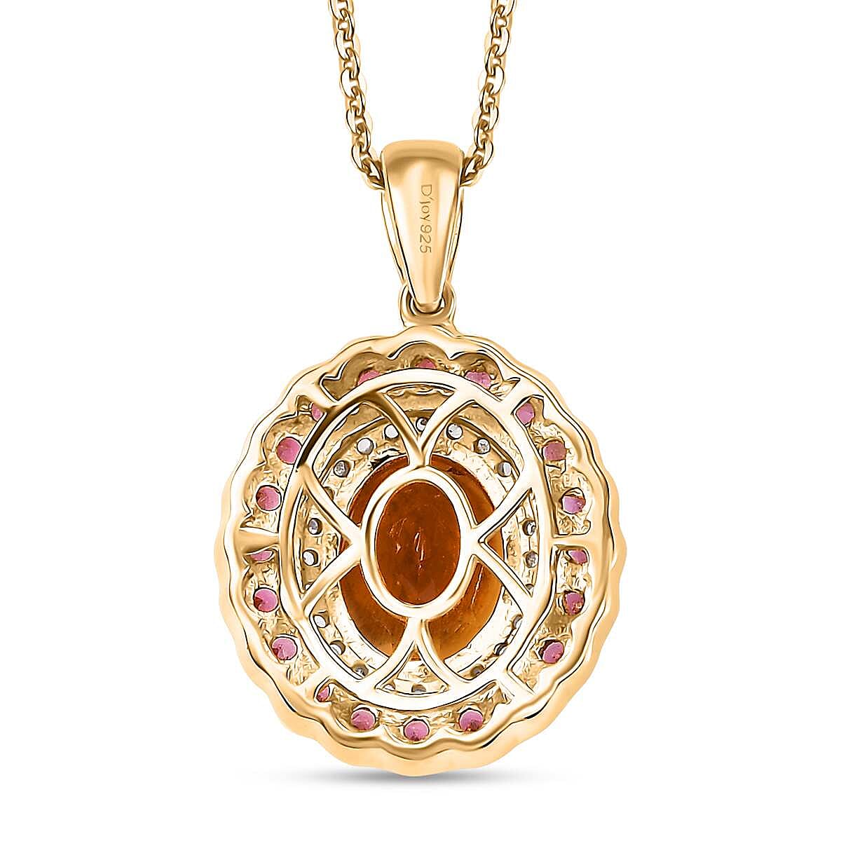 Premium Santa Ana Madeira Citrine and Multi Gemstone 3.80 ctw Radiant Flame Bloom Pendant Necklace in 18K Vermeil Yellow Gold Over Sterling Silver 20 Inches