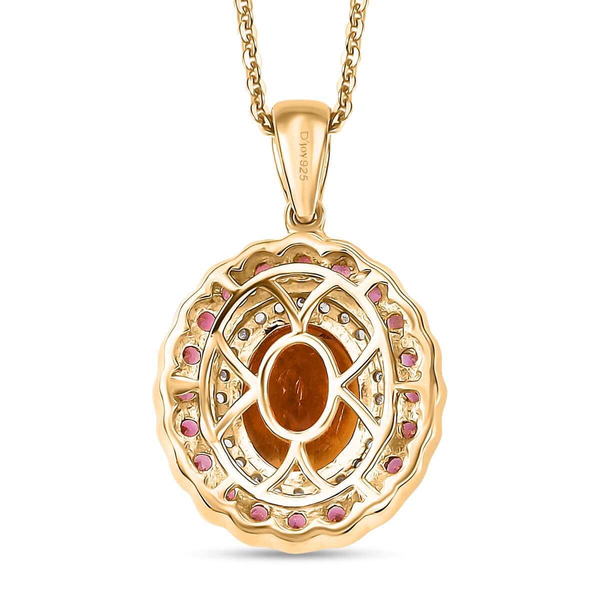 Premium Santa Ana Madeira Citrine and Multi Gemstone 3.80 ctw Radiant Flame Bloom Pendant Necklace in 18K Vermeil Yellow Gold Over Sterling Silver 20 Inches image number 4