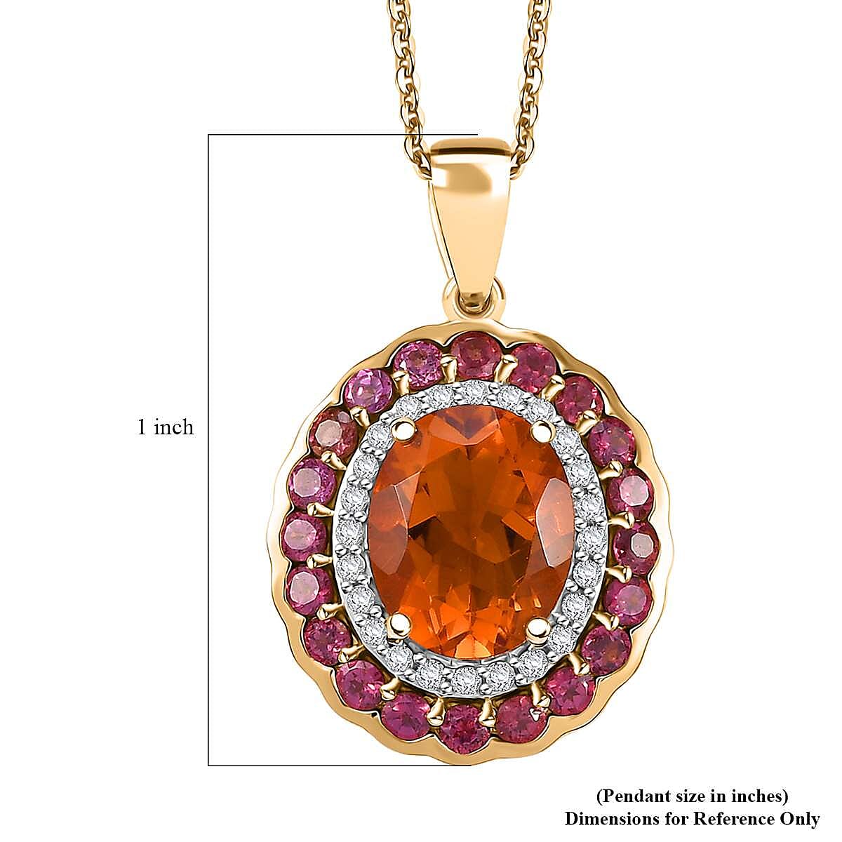 Premium Santa Ana Madeira Citrine and Multi Gemstone 3.80 ctw Radiant Flame Bloom Pendant Necklace in 18K Vermeil Yellow Gold Over Sterling Silver 20 Inches