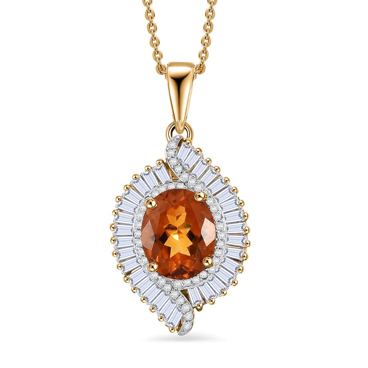 Premium Santa Ana Madeira Citrine and White Topaz 5.00 ctw Pendant Necklace in 18K Vermeil Yellow Gold Over Sterling Silver 20 Inches image number 0