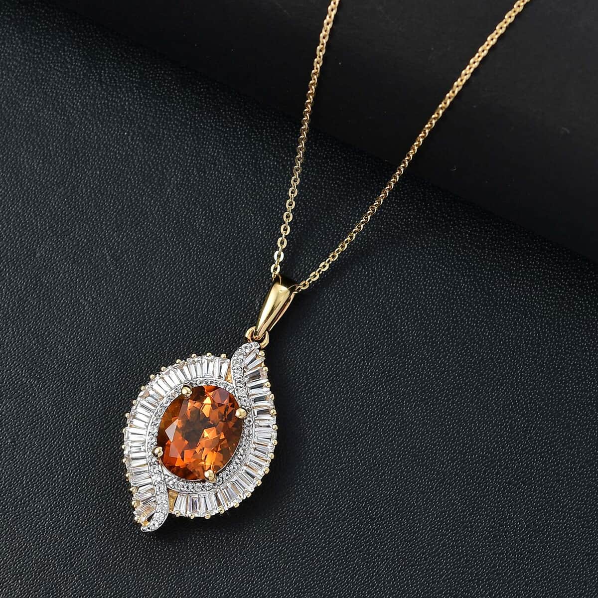 Premium Santa Ana Madeira Citrine and White Topaz 5.00 ctw Pendant Necklace in 18K Vermeil Yellow Gold Over Sterling Silver 20 Inches image number 1