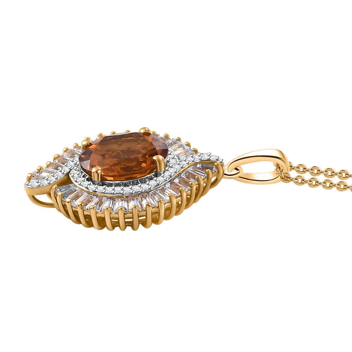 Premium Santa Ana Madeira Citrine and White Topaz 5.00 ctw Pendant Necklace in 18K Vermeil Yellow Gold Over Sterling Silver 20 Inches image number 3