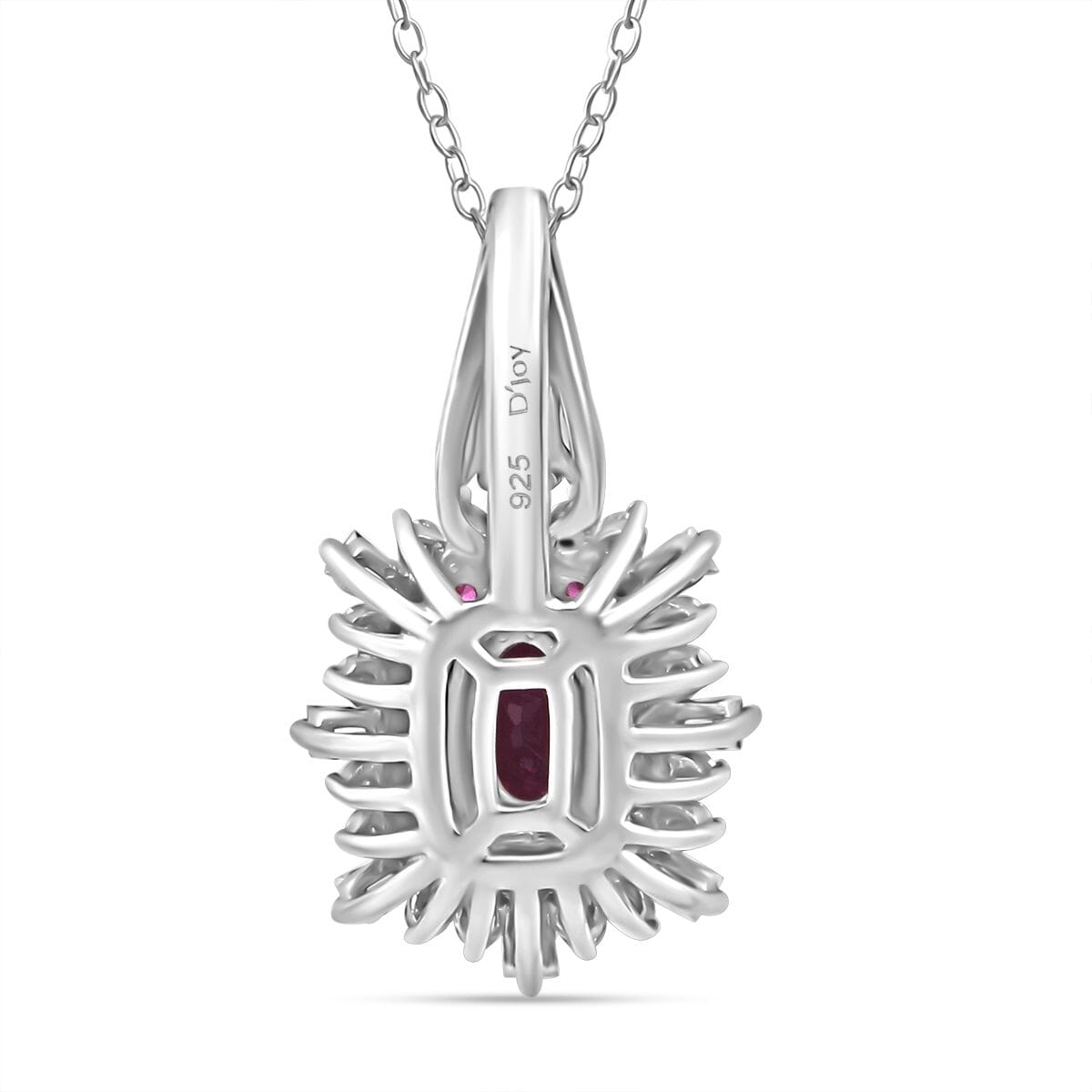 Ouro Fino Rubellite and Moissanite 1.35 ctw Firecracker Pendant Necklace in Rhodium Over Sterling Silver 20 Inches image number 4