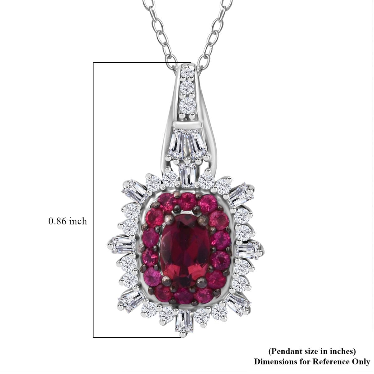 Ouro Fino Rubellite and Moissanite 1.35 ctw Firecracker Pendant Necklace in Rhodium Over Sterling Silver 20 Inches image number 5