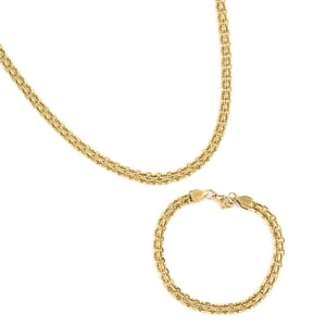 Set of Necklace 18 Inches and Bracelet (7.50In) in ION Plated YG Stainless Steel