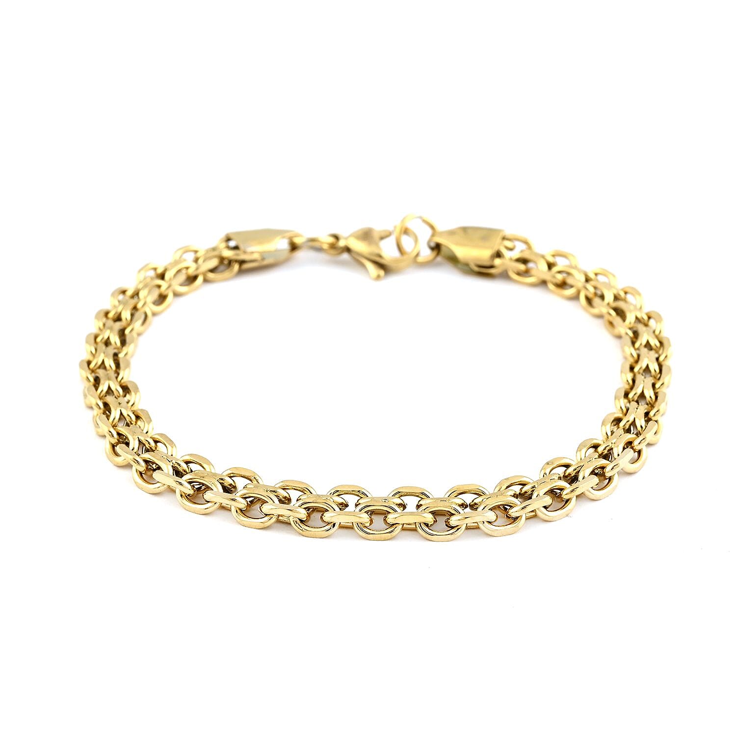 Set of Necklace 18 Inches and Bracelet (7.50In) in ION Plated YG Stainless Steel