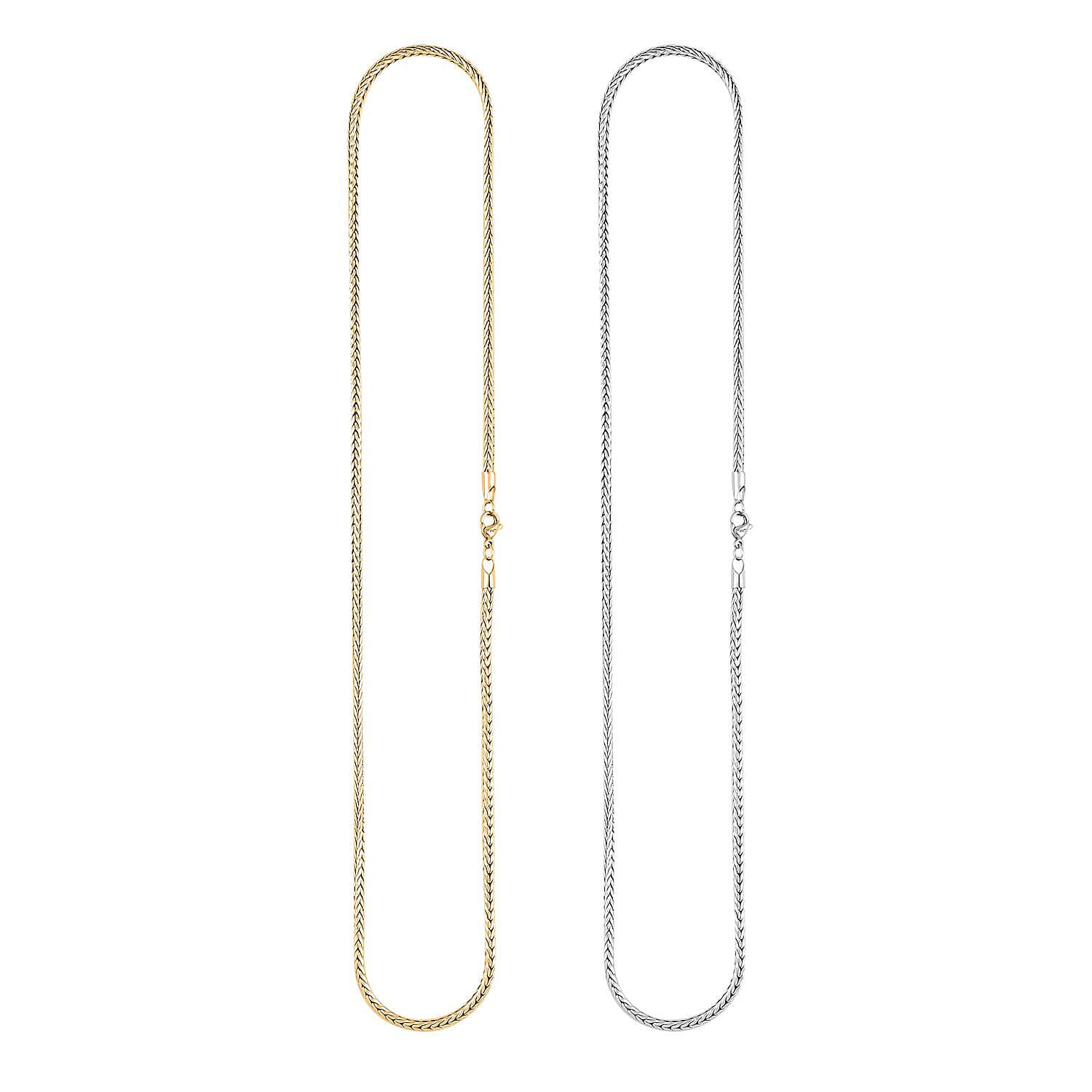 Set of 2 Tulang Naga Chain Necklace in ION Plated YG and Stainless Steel 24 Inches