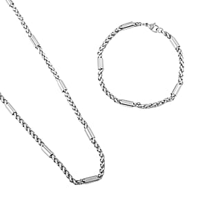 Set of Necklace 24 Inches and Bracelet (8.50In) in Stainless Steel