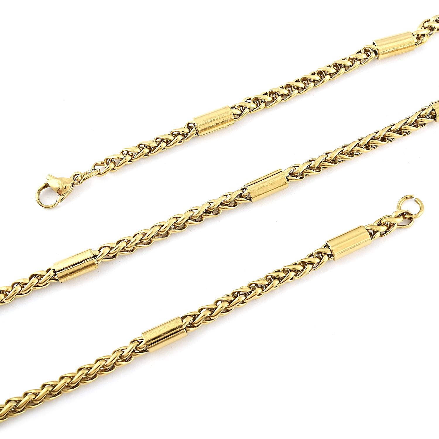 Set of Necklace 24 Inches and Bracelet (8.50In) in ION Plated YG Stainless Steel