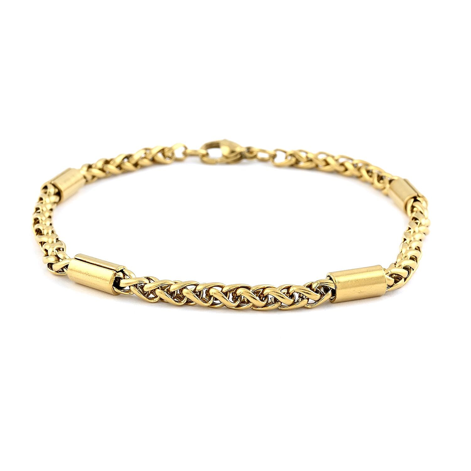 Set of Necklace 24 Inches and Bracelet (8.50In) in ION Plated YG Stainless Steel