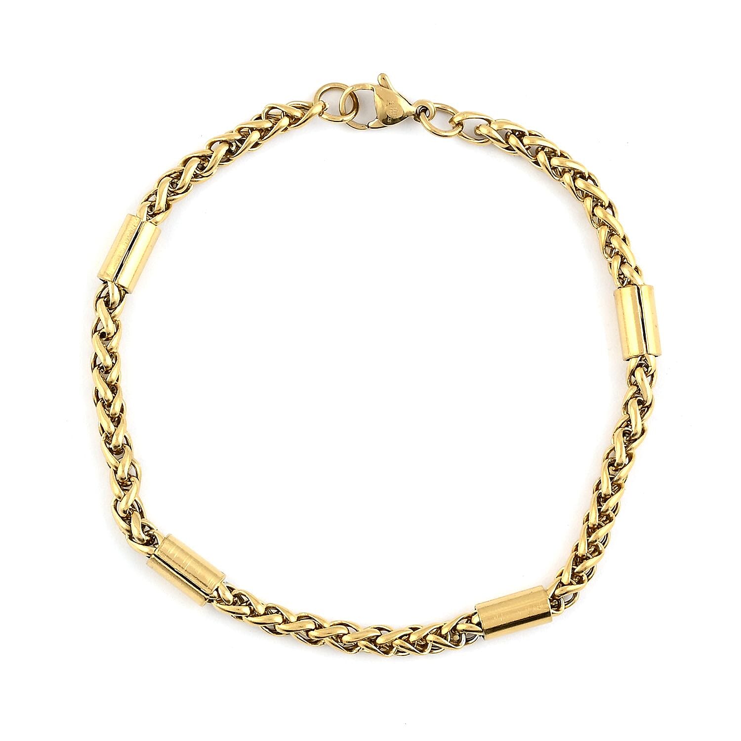 Set of Necklace 24 Inches and Bracelet (8.50In) in ION Plated YG Stainless Steel