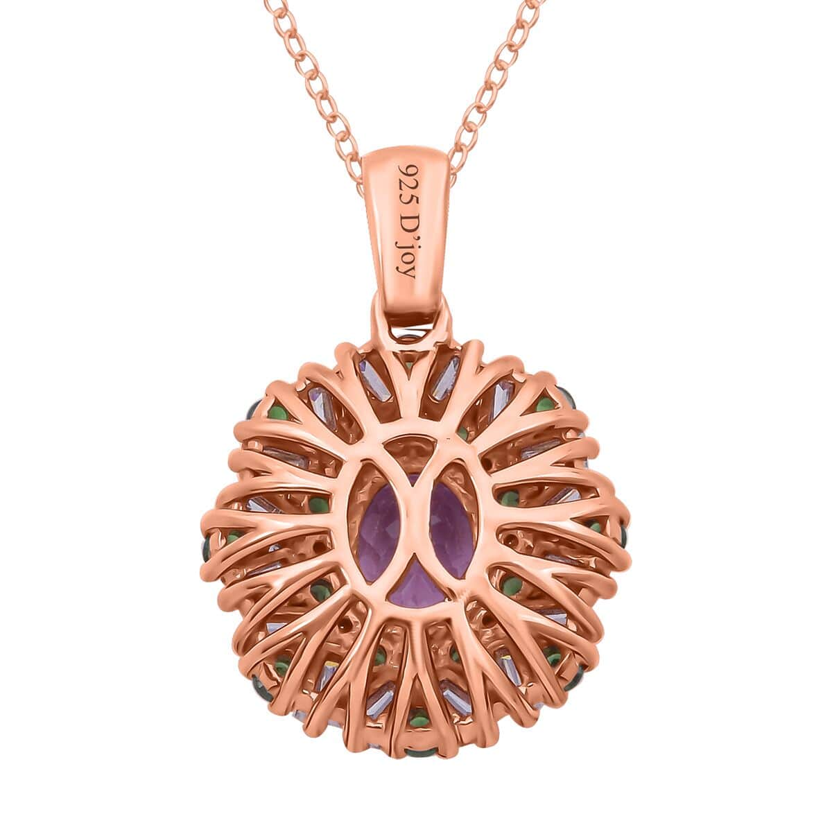 Patroke Kunzite and Multi Gemstone 4.60 ctw Garden Bloom Pendant Necklace in Vermeil Rose Gold Over Sterling Silver 20 Inches image number 4