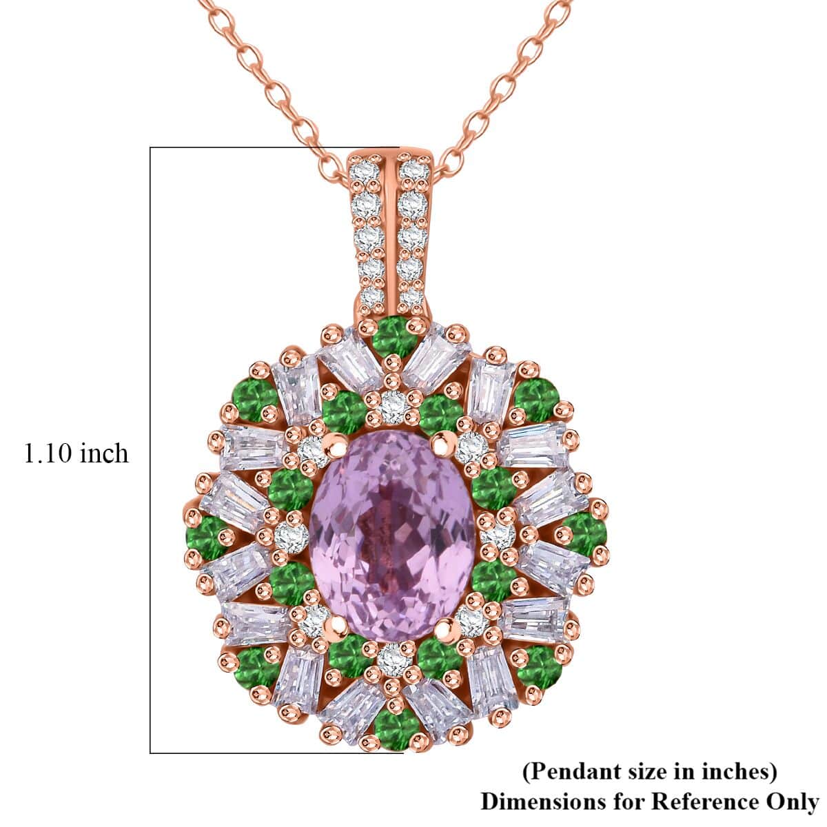 Patroke Kunzite and Multi Gemstone 4.60 ctw Garden Bloom Pendant Necklace in Vermeil Rose Gold Over Sterling Silver 20 Inches image number 5