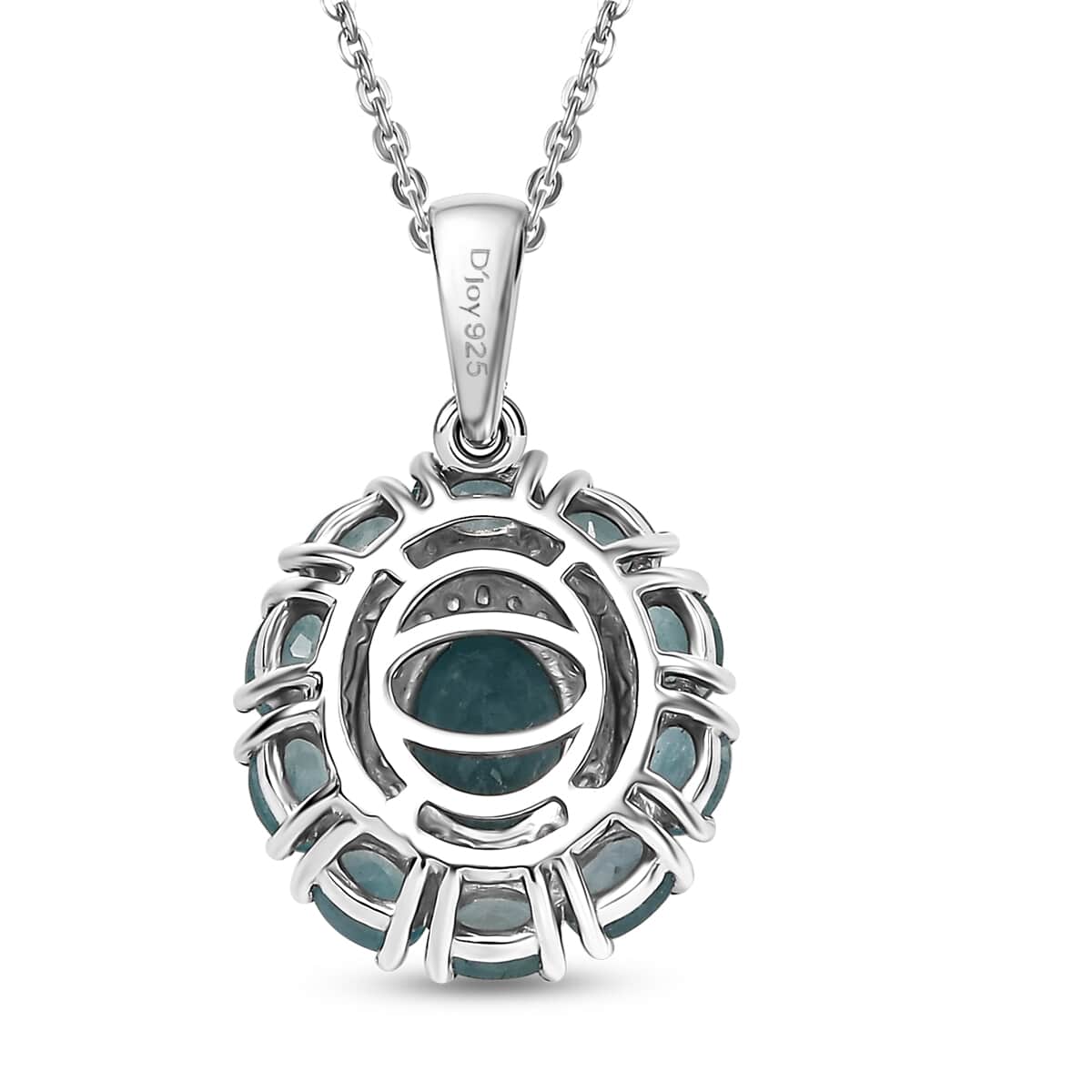 Grandidierite and White Zircon 3.10 ctw Floral Pendant Necklace in Rhodium Over Sterling Silver 20 Inches image number 4