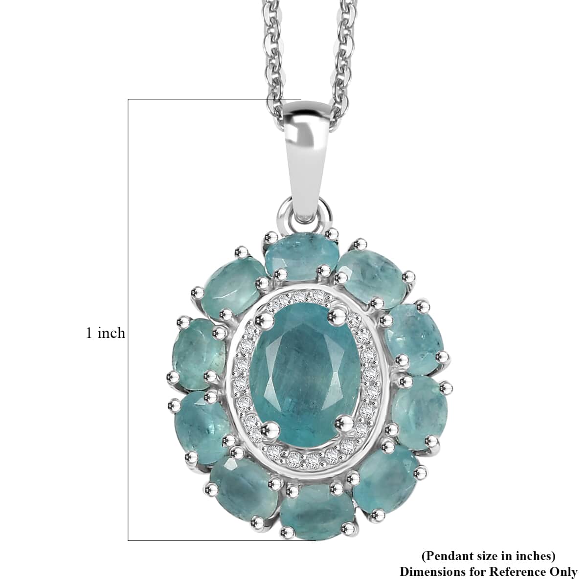 Grandidierite and White Zircon 3.10 ctw Floral Pendant Necklace in Rhodium Over Sterling Silver 20 Inches image number 6