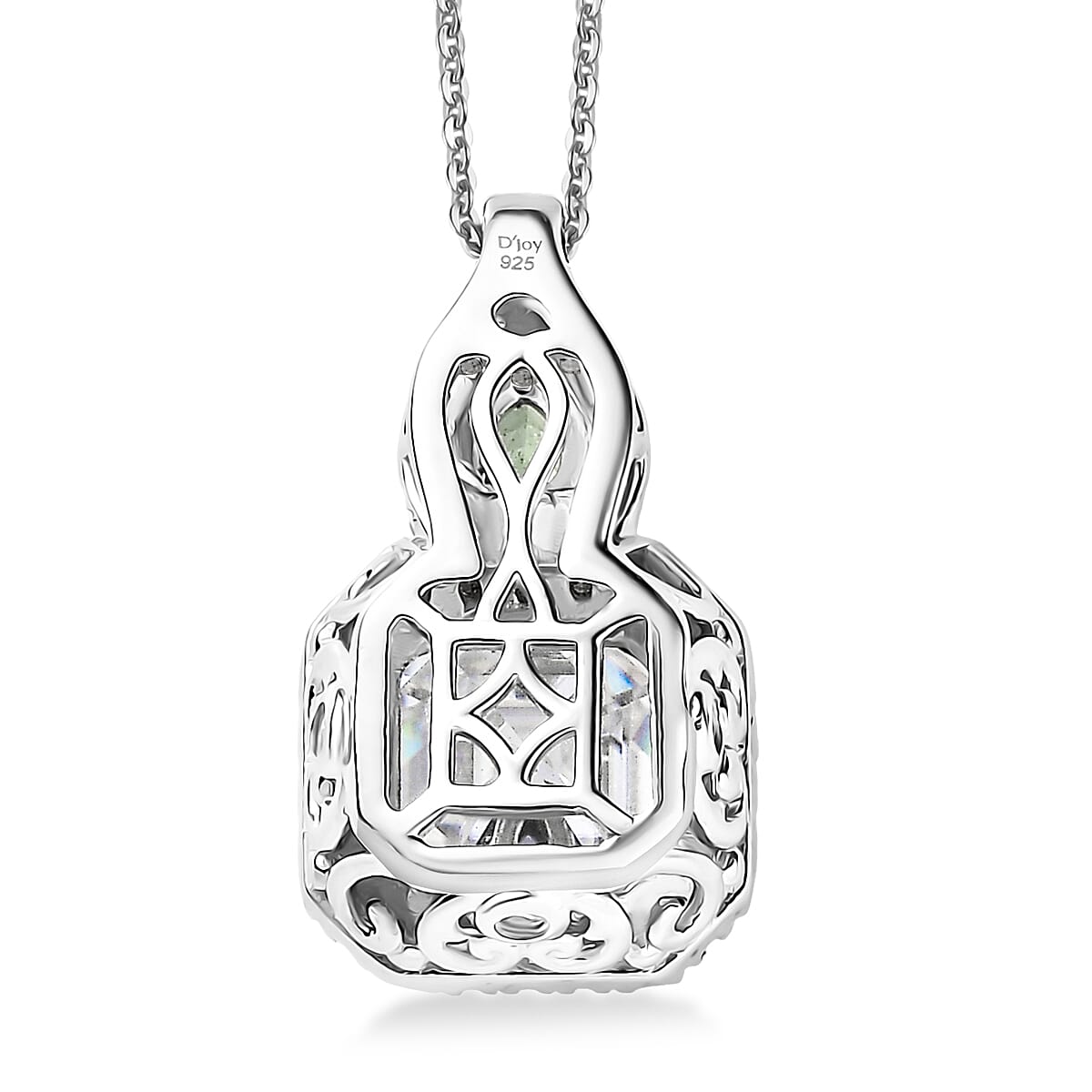 Doorbuster D'Joy Asscher Cut Moissanite and Narsipatnam Alexandrite 3.50 ctw Pendant Necklace in Rhodium Over Sterling Silver 20 Inches image number 4