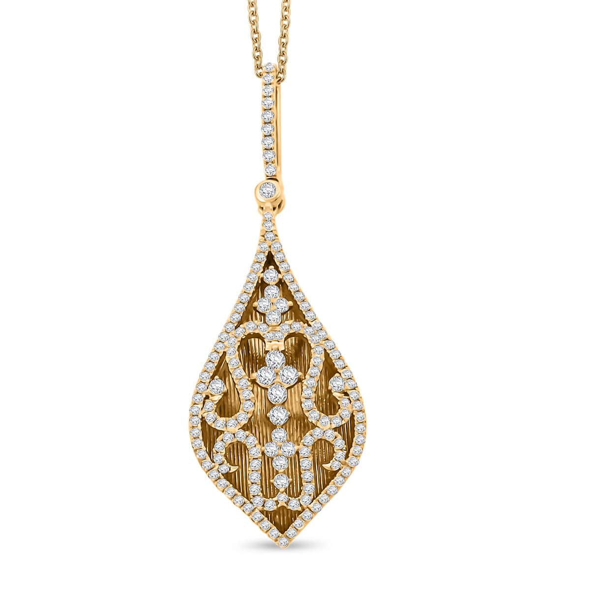 Clarte Petra Collection Moissanite 1.05 ctw Pendant Necklace in Vermeil Yellow Gold Over Sterling Silver 18-20 Inches image number 0