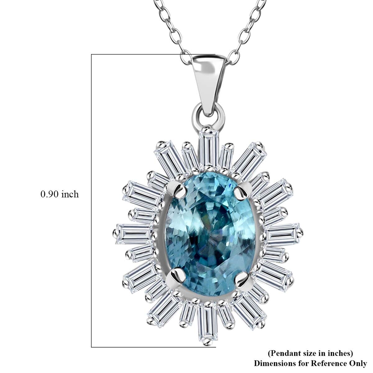 Premium Cambodian Blue Zircon and Moissanite 3.80 ctw Snowflake Pendant Necklace in Rhodium Over Sterling Silver 20 Inches image number 5