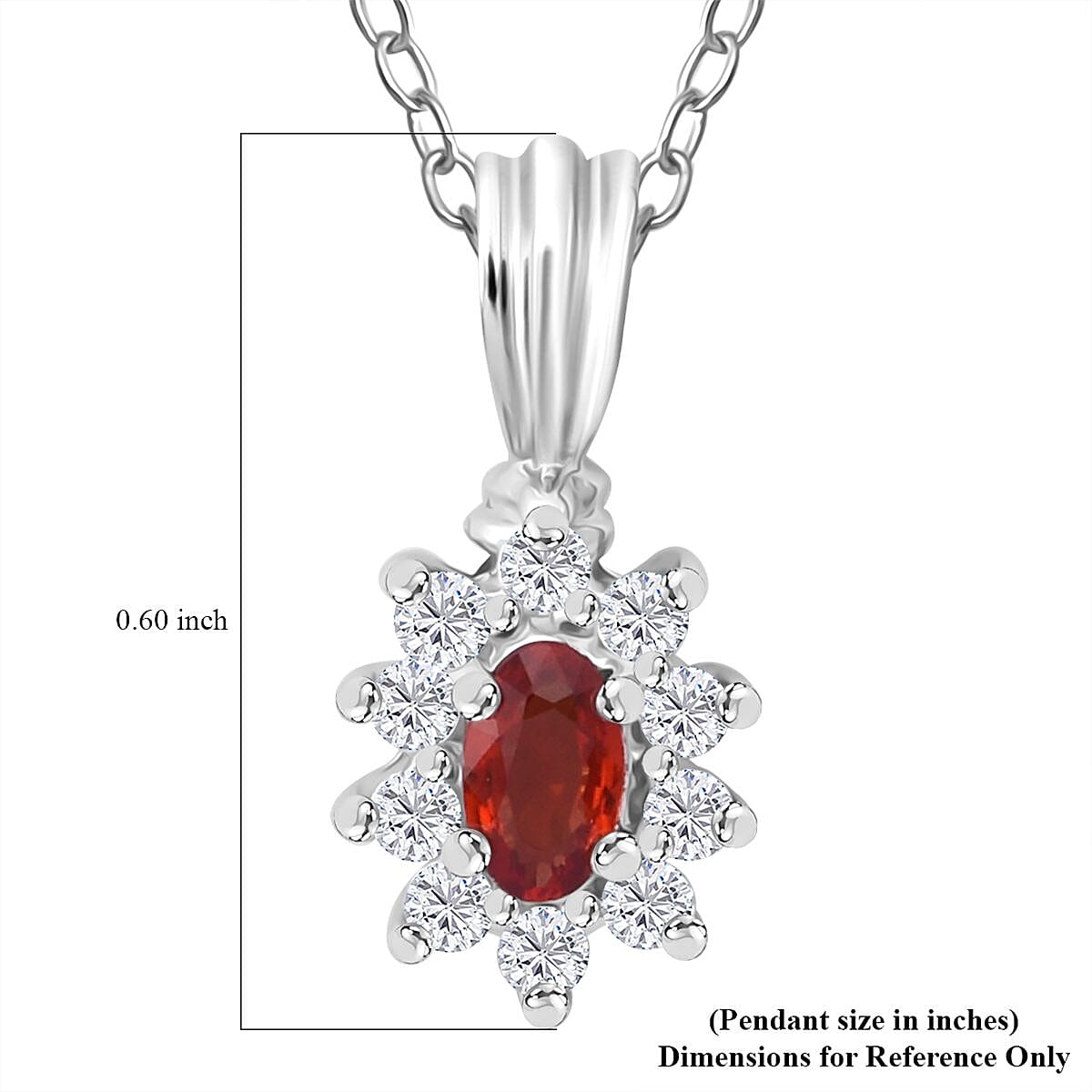 Premium Red Sapphire and Moissanite 0.50 ctw Crimson Blossom Pendant Necklace in Rhodium Over Sterling Silver 18 Inches