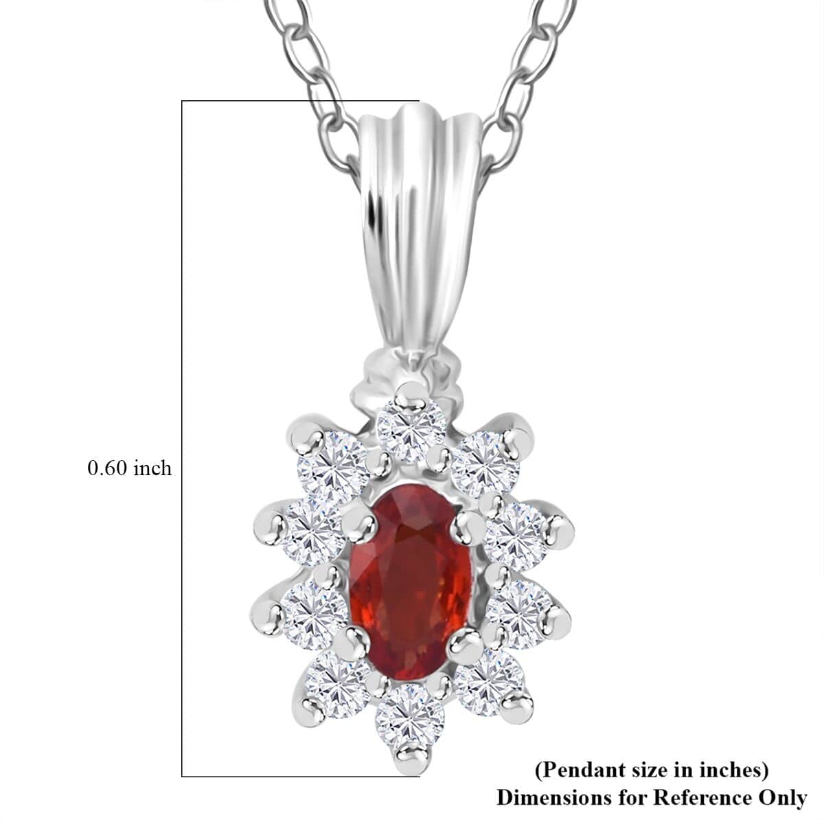 Premium Red Sapphire and Moissanite 0.50 ctw Crimson Blossom Pendant Necklace in Rhodium Over Sterling Silver 20 Inches image number 5