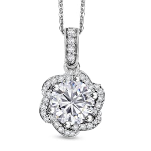 J Francis Embellished with 120 Facet Zirconia by Swarovski 4.15 ctw Pendant Necklace in Rhodium Over Sterling Silver 20 Inches