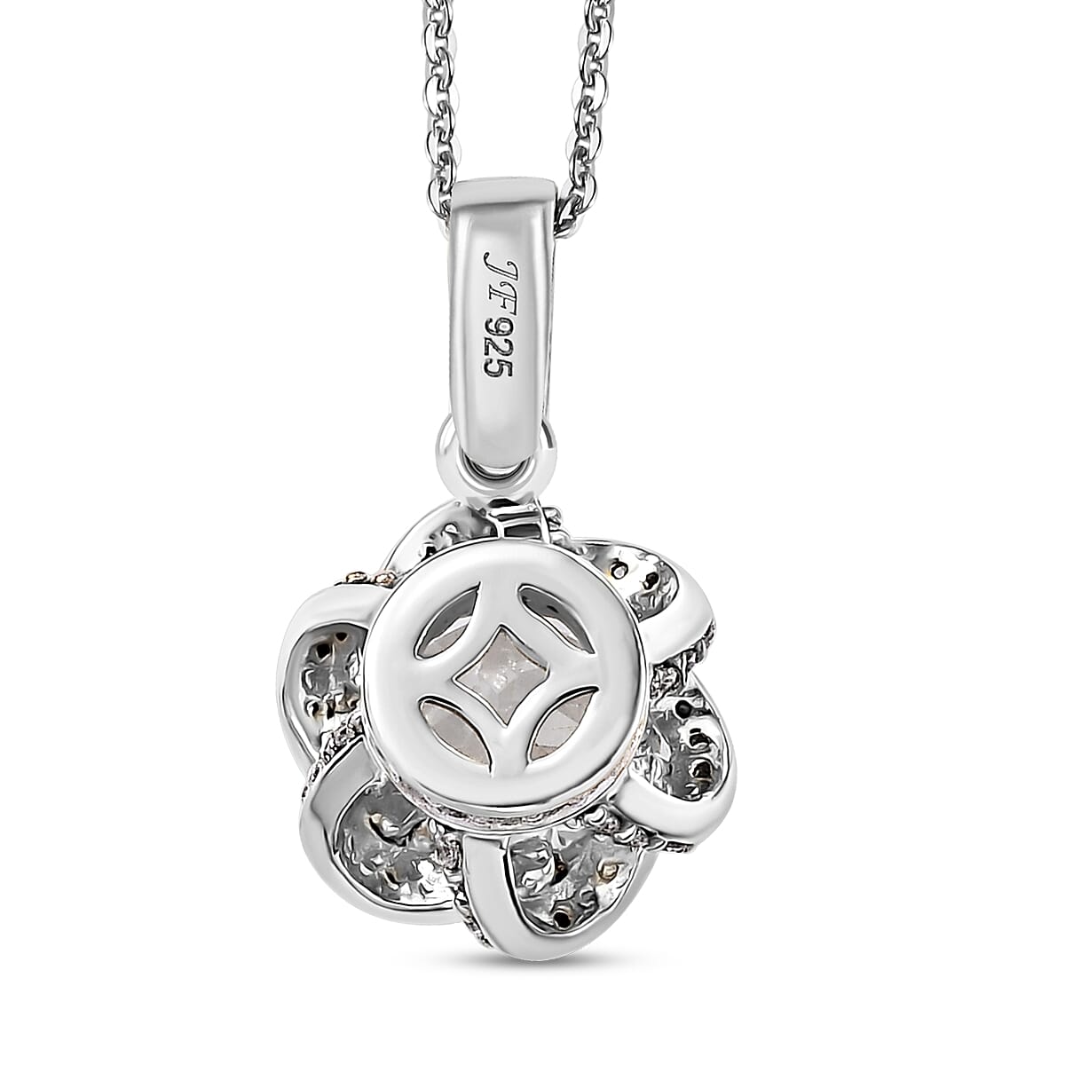 J Francis Embellished with 120 Facet Zirconia by Swarovski 4.15 ctw Pendant Necklace in Rhodium Over Sterling Silver 20 Inches