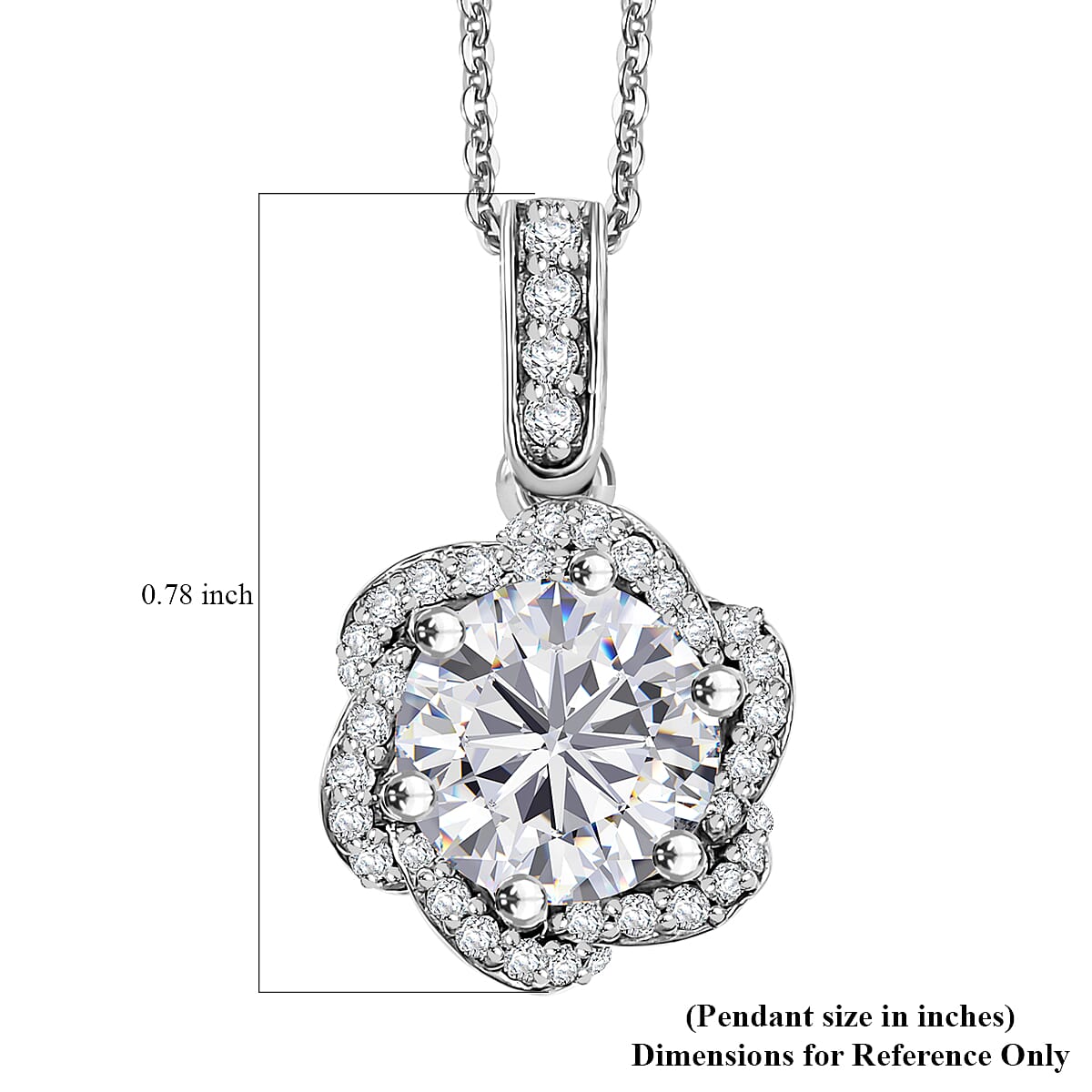 J Francis Embellished with 120 Facet Zirconia by Swarovski 4.15 ctw Pendant Necklace in Rhodium Over Sterling Silver 20 Inches