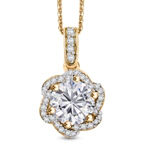 J Francis Embellished with 120 Facet Zirconia by Swarovski 4.15 ctw Pendant Necklace in 18K Vermeil Yellow Gold Over Sterling Silver 20 Inches