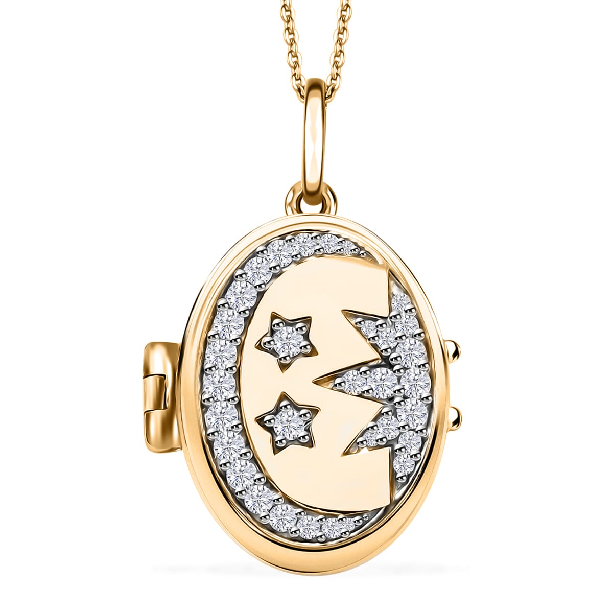 Moissanite Pendant Necklace (20 Inches) in 18K Vermeil YG Over Sterling Silver 0.70 ctw image number 0
