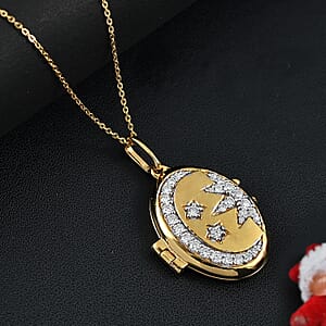 Moissanite Pendant Necklace (20 Inches) in 18K Vermeil YG Over Sterling Silver 0.70 ctw