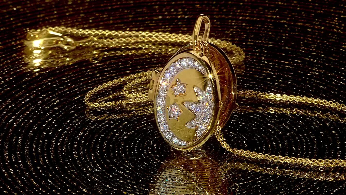 Moissanite Pendant Necklace (20 Inches) in 18K Vermeil YG Over Sterling Silver 0.70 ctw