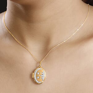 Moissanite Pendant Necklace (20 Inches) in 18K Vermeil YG Over Sterling Silver 0.70 ctw