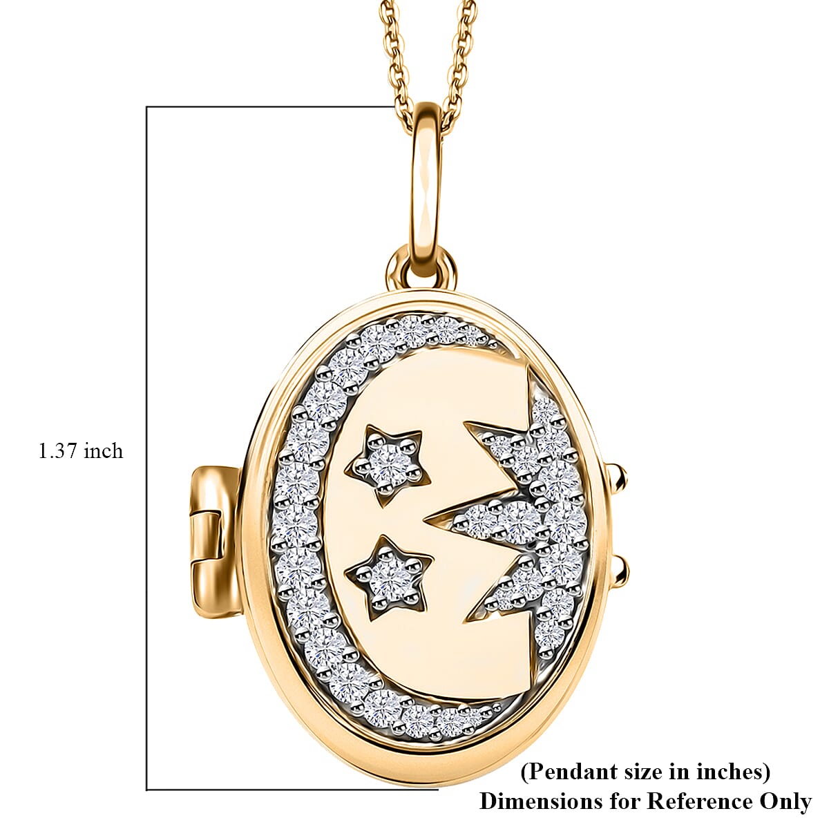 Moissanite Pendant Necklace (20 Inches) in 18K Vermeil YG Over Sterling Silver 0.70 ctw